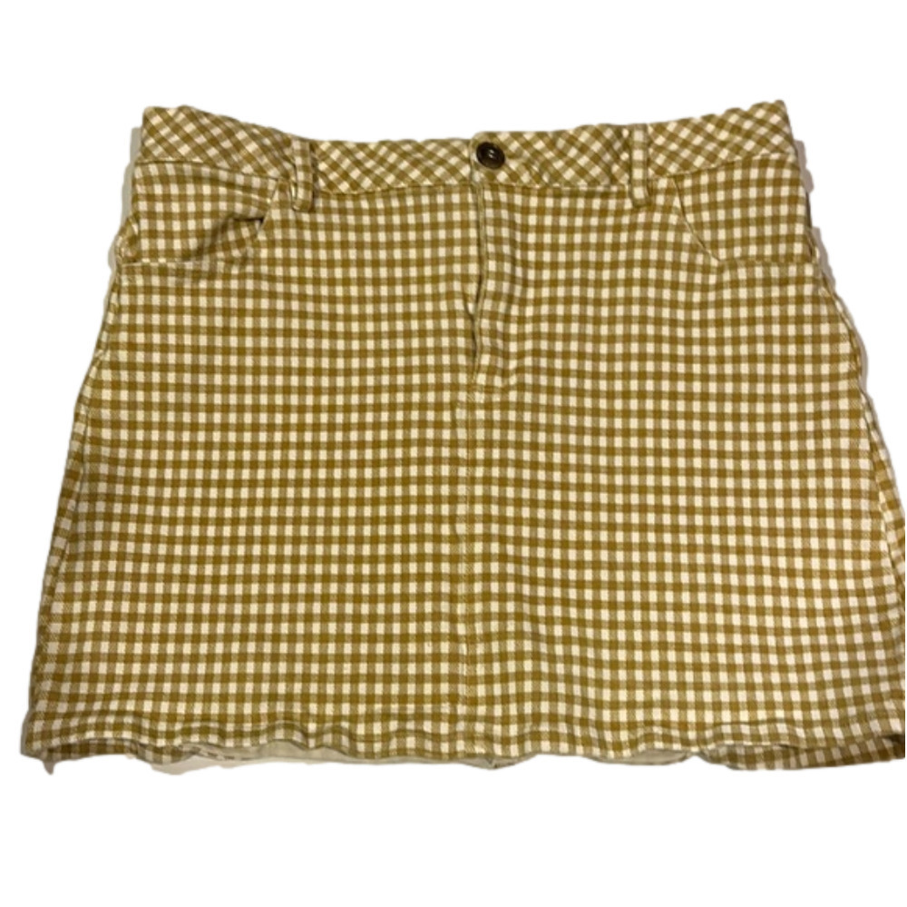 𝅺KENDALL & Kylie gold checkered skirt size L